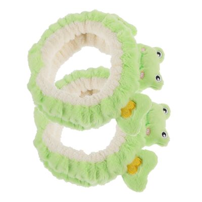TIDTALEO 2pcs Cute Plush Frog Animal Headbands Soft Makeup and Spa Headbands for Women Facial Skincare Hair Bands for Washing Face and Mask Application