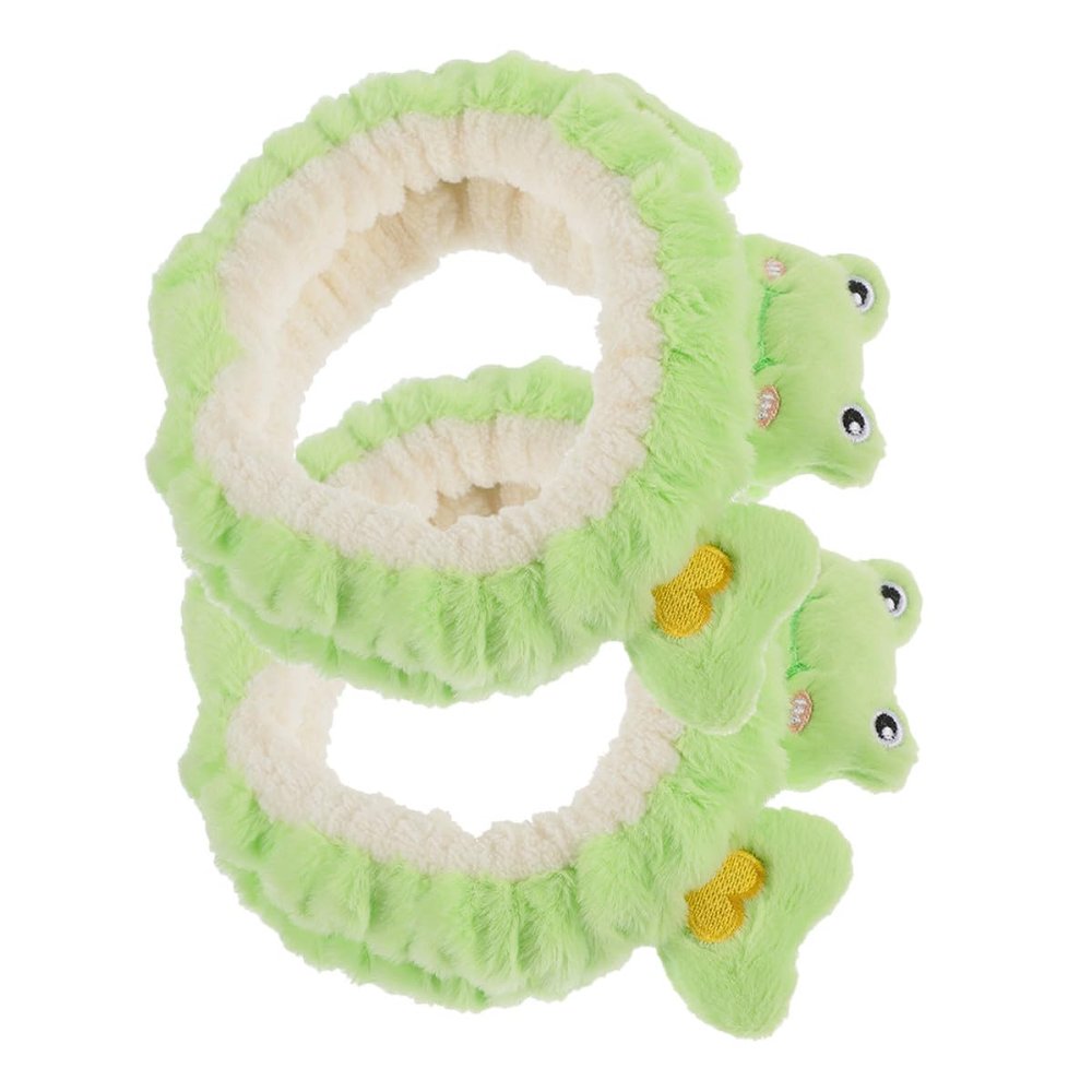 TIDTALEO 2pcs Cute Plush Frog Animal Headbands Soft Makeup and Spa Headbands for Women Facial Skincare Hair Bands for Washing Face and Mask Application