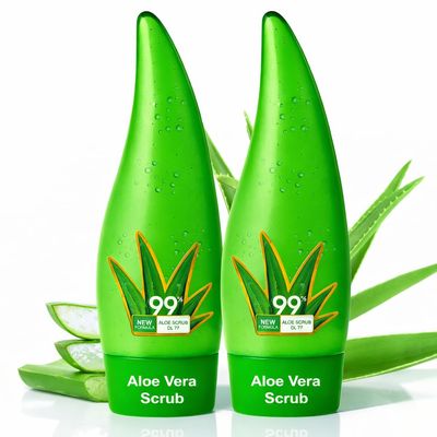 Pack of 2 Aloe Vera Facial Scrub & Cleanser - Exfoliating Face Wash for Blackheads & Acne