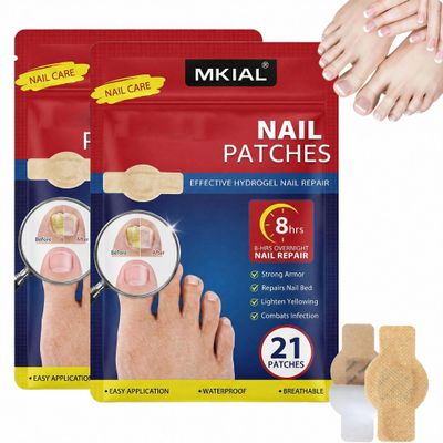 Nail Care Patches 42 PCS, 8-Hour Overnight Toenail Repair and Care Extra Strength, Fast Improvement for Women & Men's Damaged Nails Helps Restore Appearance for Travel Sports