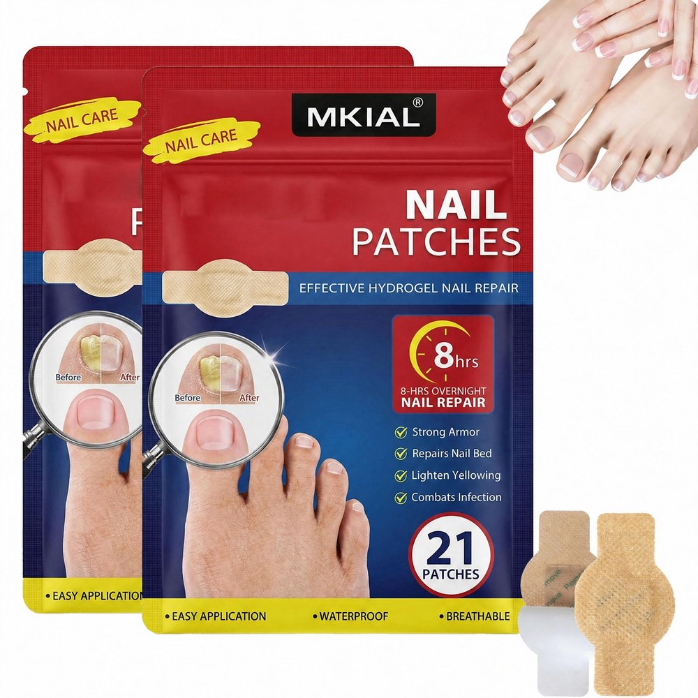 Nail Care Patches 42 PCS, 8-Hour Overnight Toenail Repair and Care Extra Strength, Fast Improvement for Women & Men's Damaged Nails Helps Restore Appearance for Travel Sports