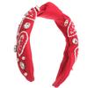 LABRIMP Knotted Pearl Football Headband Red White Handcrafted Wide Hairband for Women Teens Game Day Fashion Hair Accessory view 1