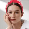 LABRIMP Knotted Pearl Football Headband Red White Handcrafted Wide Hairband for Women Teens Game Day Fashion Hair Accessory view 4