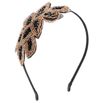 Uonlytech Vintage Rhinestone Headband Crystal Beaded Leaf Hairband for Women Bride Hair Piece Bridal Wedding Hair Accessory