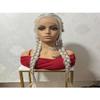 Synthetic Wig Silver Grey 26 Inch Double Braid Lace Front Wig For Women view 1