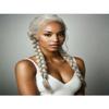 Synthetic Wig Silver Grey 26 Inch Double Braid Lace Front Wig For Women view 2