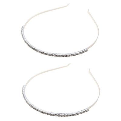 HINTRMENT 2pcs Silver Jeweled Hairbands Decorative Metal Headbands Bridal Wedding Hair Accessories for Women Compact Portable Hair Hoops