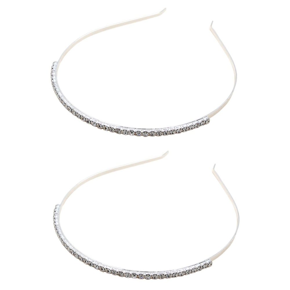 HINTRMENT 2pcs Silver Jeweled Hairbands Decorative Metal Headbands Bridal Wedding Hair Accessories for Women Compact Portable Hair Hoops