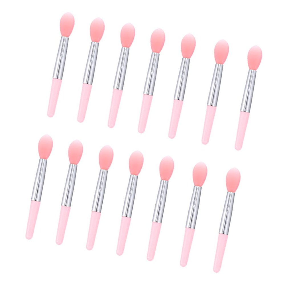 Uonlytech 15pcs Silicone Lip Mask Brushes with Red and Pink Handles, Mini Reusable Lipstick Applicator Set for Womens Makeup and Lip Gloss Application