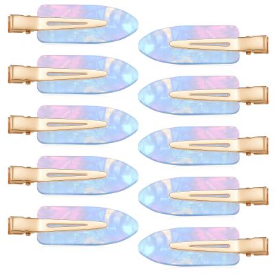 10 PCS No Crease Clips No Bend Flat Hair Clips Creaseless Hairs Pins Makeup Clip Cute Accessories Small Duck Barrettes for Women Teen Girls Thin Fine Hairs Curly Styling Sectioning (Blue)