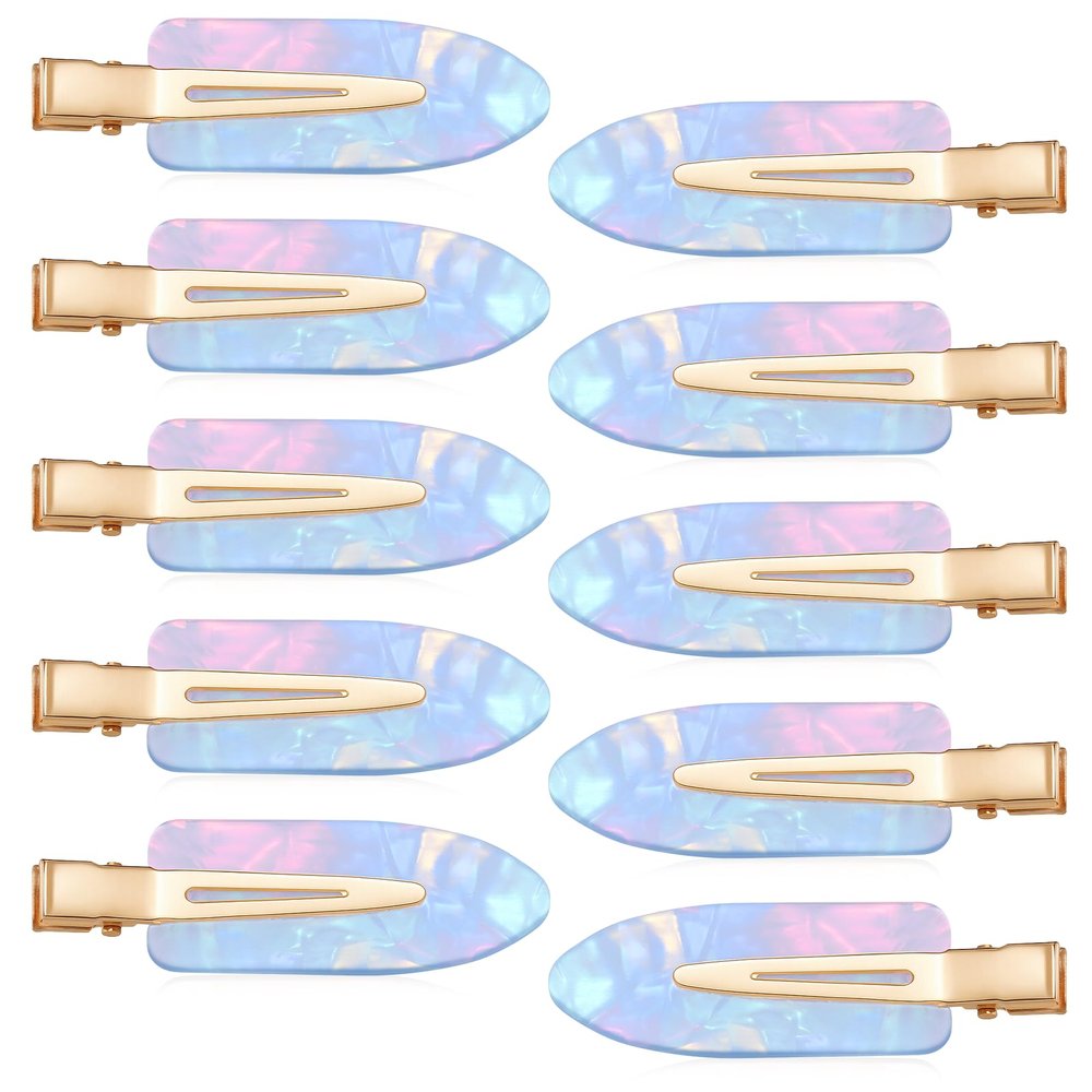 10 PCS No Crease Clips No Bend Flat Hair Clips Creaseless Hairs Pins Makeup Clip Cute Accessories Small Duck Barrettes for Women Teen Girls Thin Fine Hairs Curly Styling Sectioning (Blue)
