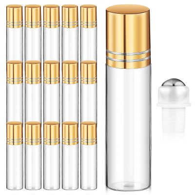 BETOOKY 15 Pcs 10ml Essential Oil Roller Bottles Set with Roll Ball Caps Refillable Perfume Dispenser Containers for Travel Aromatherapy