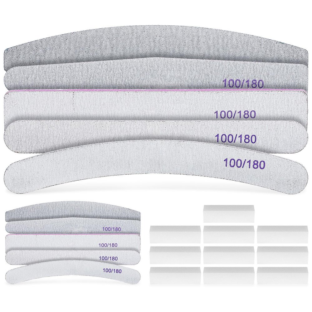 ibasenice 20pcs Nail Buffer Blocks and Sponge Files Manicure Tools Set with 5 Grits Double-Sided Nail Files and Polishing at Home Or Salon Use