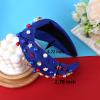 Jaciya Patriotic Knotted Headband for Women - Blue Headband with Red White Blue Star, Rhinestone & Pearl Accents, 4th of July Hair Accessory view 2