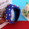 Jaciya Patriotic Knotted Headband for Women - Blue Headband with Red White Blue Star, Rhinestone & Pearl Accents, 4th of July Hair Accessory view 3