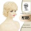 Metrris Blonde Short Womens Curly Wig Heat Resistant Wigs for Party Cosplay Daily Halloween Use view 4