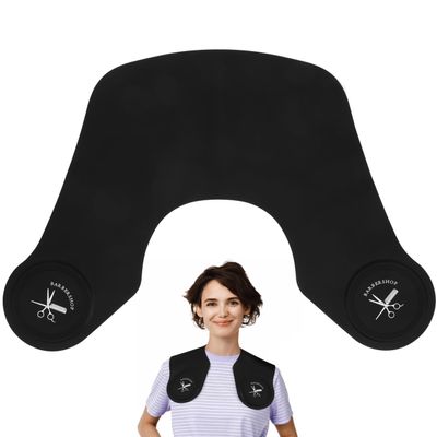 Sewroro Silicone Cutting Collar Hair Stylist Neck Protector, Black Hair Cutting Cape for Dressing, Hair Dyeing, Self Haircut, Shoulder