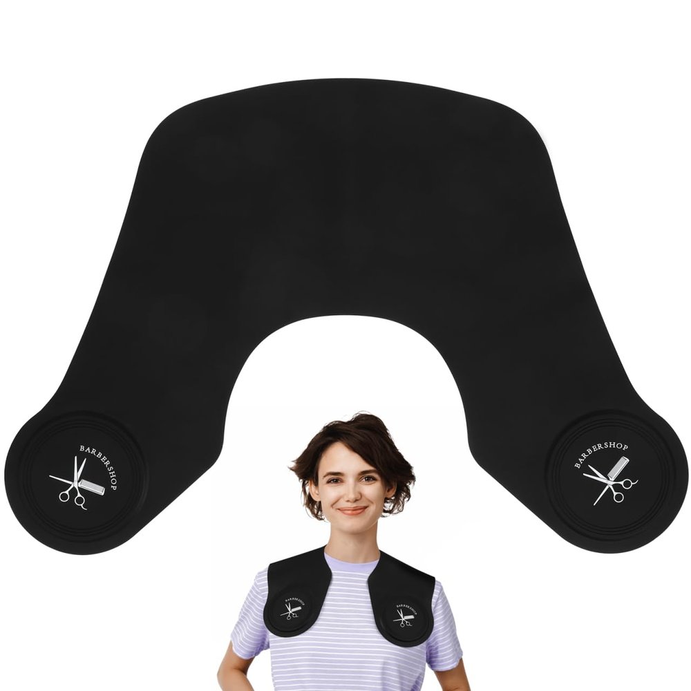 Sewroro Silicone Cutting Collar Hair Stylist Neck Protector, Black Hair Cutting Cape for Dressing, Hair Dyeing, Self Haircut, Shoulder
