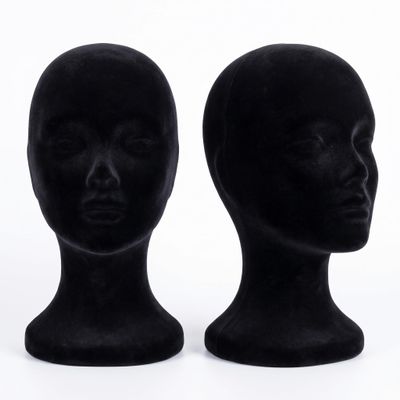 Fuzeiuo Foam Mannequin Head for Wigs, 11 Inch Non Slip Styrofoam Head Wig Stand Display Holder for Hats Glasses Hair Styling, Cosmetology Manikin Head with Stable Base (Black)