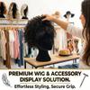 Fuzeiuo Foam Mannequin Head for Wigs, 11 Inch Non Slip Styrofoam Head Wig Stand Display Holder for Hats Glasses Hair Styling, Cosmetology Manikin Head with Stable Base (Black) view 2