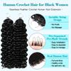 Feather Crochet Human Hair for Black Women Water Wave Crochet Hair Deep Ocean Wave Bundles Human Hair 22 Inch Miracle Knots Hair Lightweight Reusable Hair Extensions 180g view 2