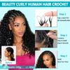 Feather Crochet Human Hair for Black Women Water Wave Crochet Hair Deep Ocean Wave Bundles Human Hair 22 Inch Miracle Knots Hair Lightweight Reusable Hair Extensions 180g view 3