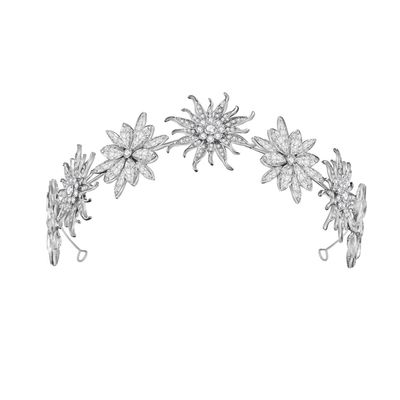 Vaguelly Rhinestone Wedding Headband Alloy Bridal Hairband Flower Crown Headdress for Brides Wedding Ceremony Accessories
