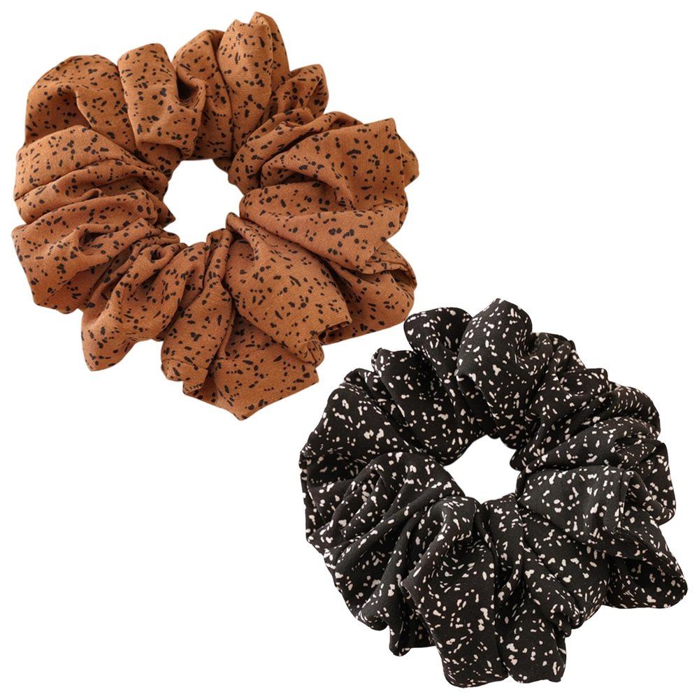 Dots Scrunchies for Women Girl Fashion Elastic Hair Bands Oversize Stretchy Hair Ties Ponytail Holders Thick Hair 2Pcs