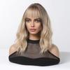 Veltronix Breathable Glueless Wavy Bob Real Human Hair Wig with Bangs Ombre Blonde Short Heat Resistant Bob Style for Women (Blonde,14inch) view 4