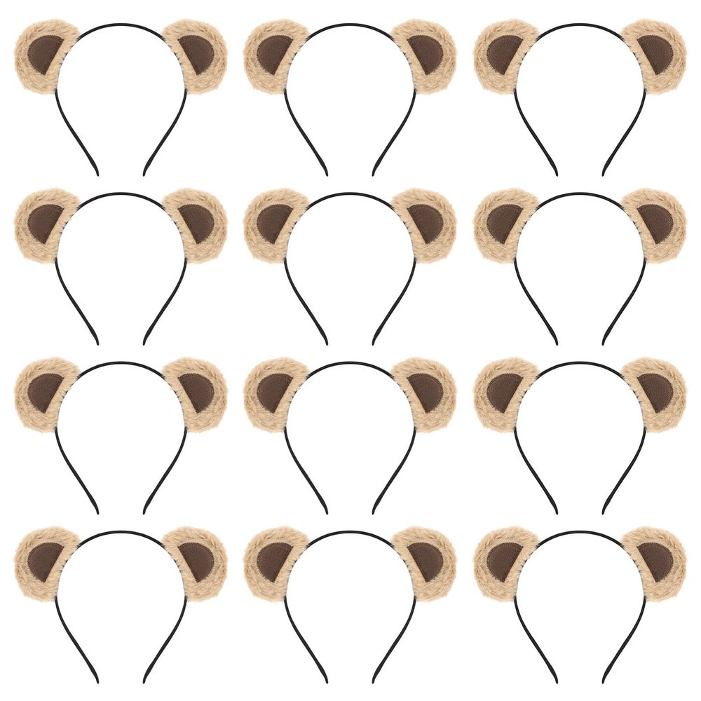 Jaciya Bear Ears Plush Headband Set Light Brown Bear Ear Headbands