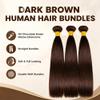 QEUOPE Color 4 Human Hair Dark Brown Straight 3 Bundles 8 10 12 inch view 3