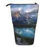 NBSKSDLK Standing Pencil Case, Cute Telescopic Pencil Pouch, Banff National Park Pencil Bag, Kawaii Stand up Pen Holder, Portable Aesthetic Makeup Bag for Christmas Holiday New Year Office Bag view 1