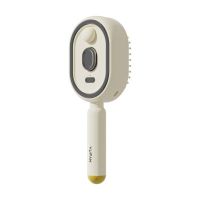 Electric Spray Air Cushion Hair Brush for Women, Vibration Misting Detangling Comb with Red Light, Home Spa Styling & Grooming Tool(Beige)