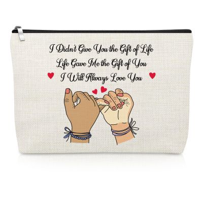 Bonus Daughter Gifts from Stepdad Stepmom Makeup Bag Stepdaughter Gifts from Stepmom Stepdaughter Wedding Mothers Day Birthday Gift Travel Pouch Daughter in Law Birthday Gift from Mother in Law