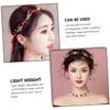 WOONEKY Bridal Flower Headband with Pearl and Alloy, Red Floral Garland Headdress for Women, Wedding Hair Accessory for Brides and Flower view 4