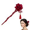 Chinese Hair Sticks, Chinese Hairpin for Women, Red Chopsticks for Hair, Asian Hair Accessories for Updos and Buns, Ideal for Daily and Evening Events view 1