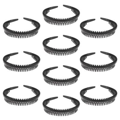 DECHOUS 10pcs Non-slip Hair Hoop Headbands with Smooth Teeth Comb for Women, Black Hard Hair Accessories Suitable for Sports and Daily Wear