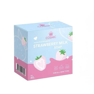 Strawberry Milk Soap Bar, Gentle Cleansing Soap with Sweet Berry Scent for Soft & Smooth Skin, 60g (Pack of 1)