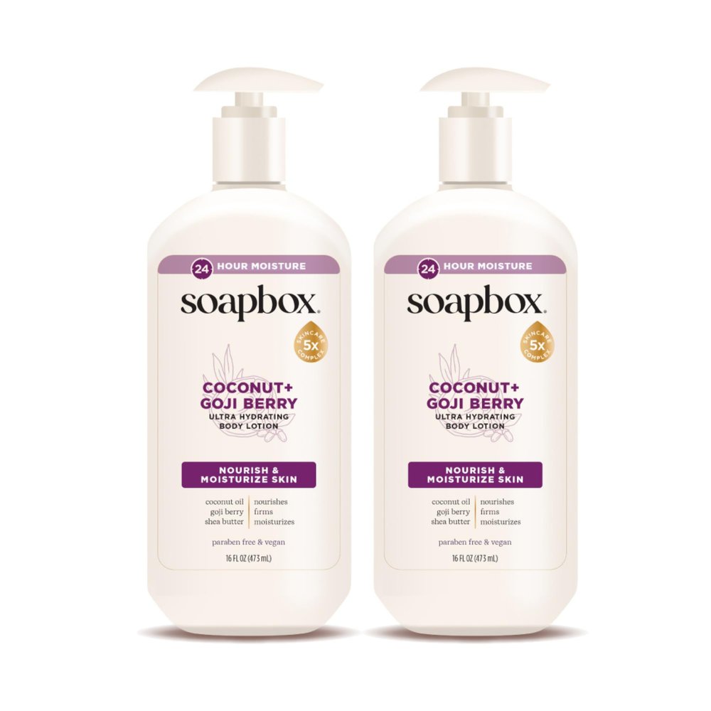 Soapbox Coconut & Goji Berry Body Lotion - Leaves Skin Smooth - 2 Pack