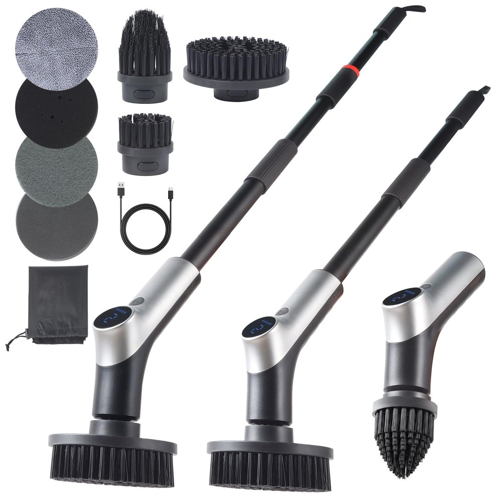 Electric Spin Scrubber, IPX7 Waterproof Shower Scrubber with 7 Brush Heads