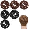 6 PCS Hair Nets for Buns, Elastic Invisible Women Hair Nets Handmade Crochet Scrunchies Bun Holders for Women Skating Ballet and Dance Accessories (Black, Dark Brown) view 1