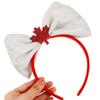 Abaodam Decorative Bow Headband with Silver Thread Fabric Red Maple Leaf Festival Hair Accessories and Women Party Hairband for Fourth of July Celebration view 4
