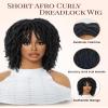 Dreadlock Wig For Black Women And Men Short Afro Twist Faux Locs Braided Wigs Glueless Synthetic Afro Curly Wigs (Natural Black, 12 Inch) view 3
