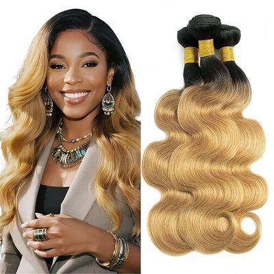 12 14 16 Inch Body Wave Human Hair Bundles 1B27 Ombre Blonde Body Wave Bundles Two Tone Black To Honey Blonde Bundles Human Hair Extensions 150g