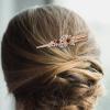 DECHOUS Metal Floral Hair Clip Rhinestone Bobby Pin Large Duckbill Clip for Women Coffee Color Wedding Bridal Hair Accessory Updo Barrette view 4