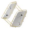 CORHAD Makeup Organizer Shelf 2-tier Gold and White Cosmetic Storage Rack for Vanity Counter Bathroom with Multi-function Organizer Basket for Skincare and Perfume view 1