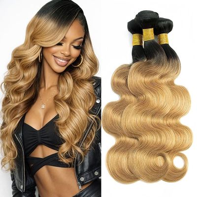 10 12 14 Inch Body Wave Human Hair Bundles 1B27 Ombre Blonde Body Wave Bundles Two Tone Black To Honey Blonde Bundles Human Hair Extensions 150g