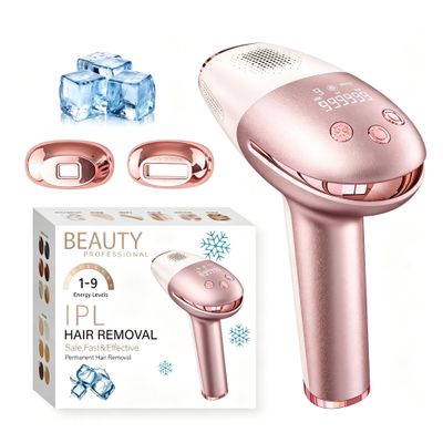 BHRL-13 Rechargeable IPL Hair Removal Device with Ice Cooling, High Energy Fast Flashing, 9 Energy Levels & 3 Modes for Home, Office & Travel Use