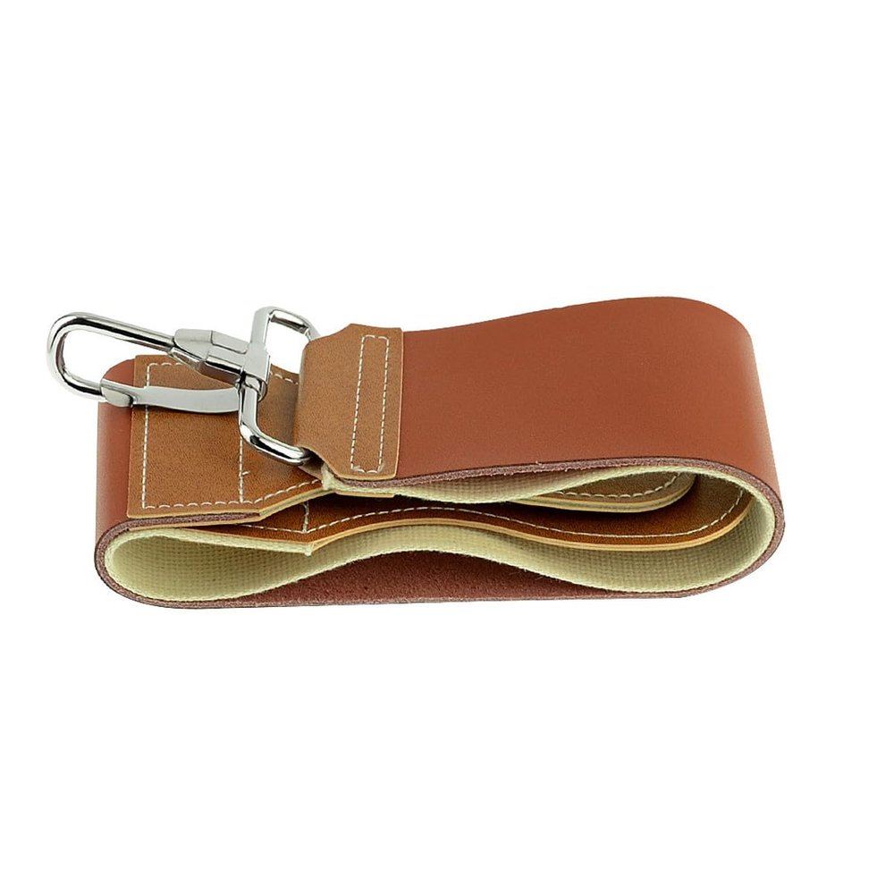 Artibetter Leather Razor Strop Sharpening Strap Double-layer Canvas and Leather Barber Shaving Accessory for Straight Razor Maintenance