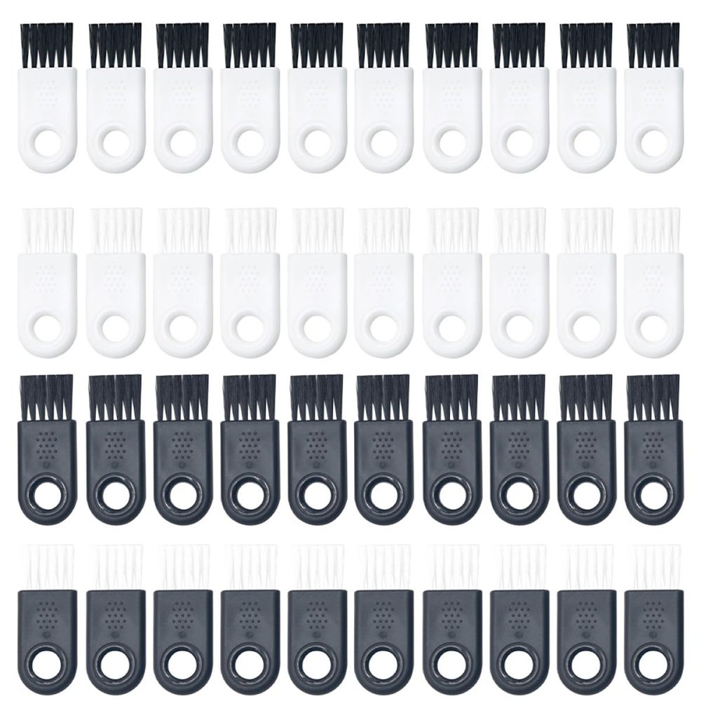 RUNROTOO 40pcs Electric Razor Cleaning Brushes Shaver Cleaning Tool White and Black Handle for Electric Shavers Clippers Beard Trimmers Maintenance